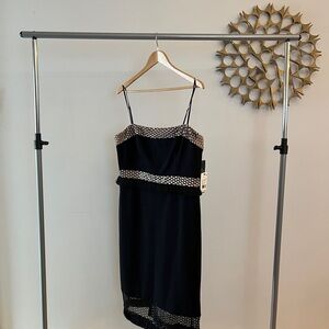 Adrianna Papell Black Strapless Dress with Silver Details